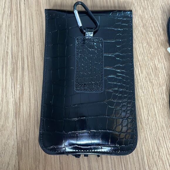 K. CARROLL Black Croc Embossed Small Foldover Crossbody Bag - Picture 3 of 5